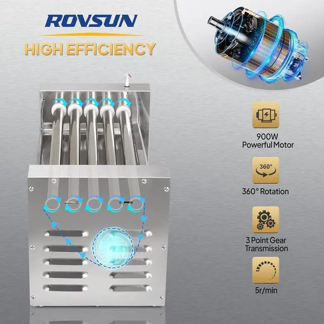 Alt view image 2 of 7 - ROVSUN Hot Dog Roller, 12 Hot Dog 5 Rollers ETL Certified, Hot Dog Machine with Bun Warmer, Dual Temp Control, Glass Cover, LED, Side Storage Box, Shelf & Drip Tray for Party Home Commercial 900W
