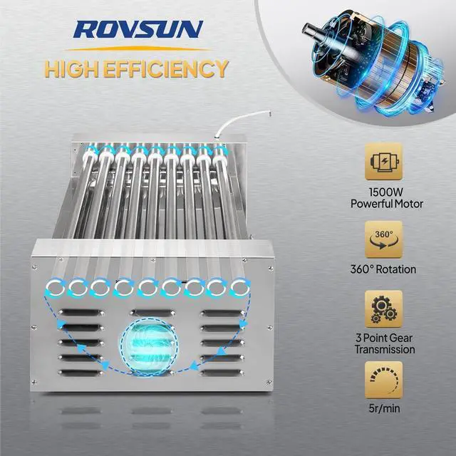 Alt view image 2 of 7 - ROVSUN Hot Dog Roller, 24 Hot Dog 9 Rollers ETL Certified, Hot Dog Machine with Bun Warmer, Dual Temp Control, Glass Cover, LED, Side Storage Box, Shelf & Drip Tray for Party Home Commercial 1500W