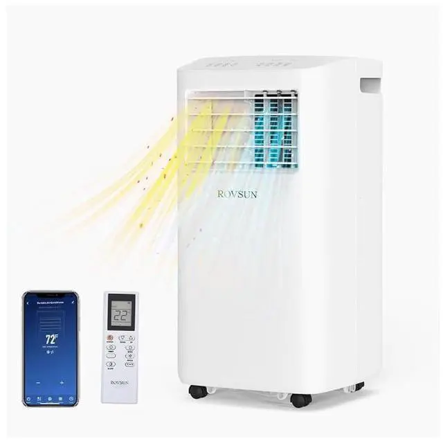 Main image of ROVSUN WiFi Enabled Smart 10000 BTU Portable Air Conditioner with Heat, 4-in-1 Cooler, Heater, Dehumidifier & Fan, Room Mobile AC Unit with Remote & APP Control, Rolling Wheels & Installation Kit