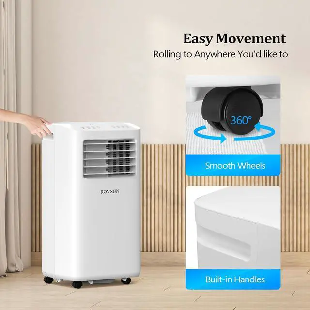Alt view image 4 of 7 - ROVSUN WiFi Enabled Smart 10000 BTU Portable Air Conditioner with Heat, 4-in-1 Cooler, Heater, Dehumidifier & Fan, Room Mobile AC Unit with Remote & APP Control, Rolling Wheels & Installation Kit