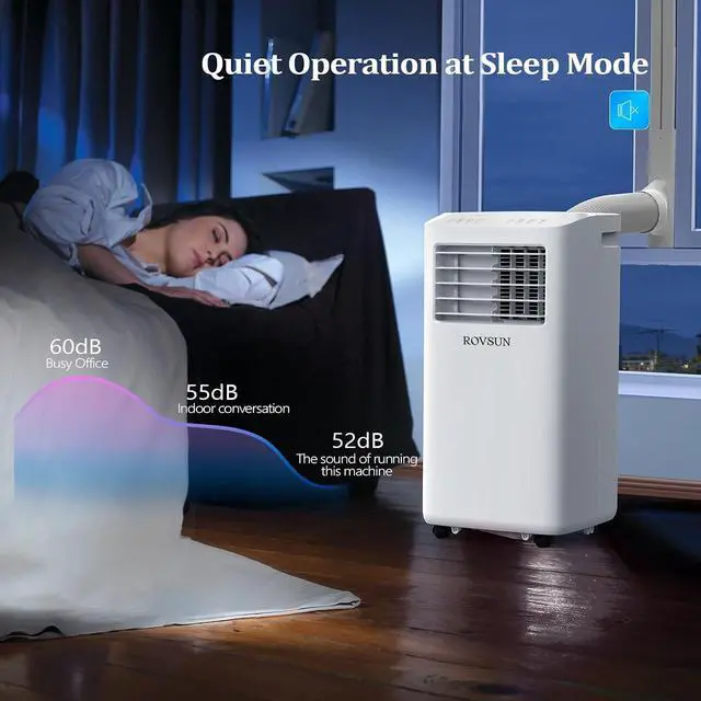Alt view image 5 of 7 - ROVSUN WiFi Enabled Smart 10000 BTU Portable Air Conditioner with Heat, 4-in-1 Cooler, Heater, Dehumidifier & Fan, Room Mobile AC Unit with Remote & APP Control, Rolling Wheels & Installation Kit