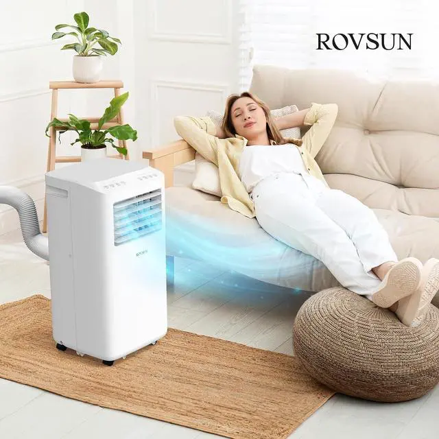 Alt view image 7 of 7 - ROVSUN WiFi Enabled Smart 10000 BTU Portable Air Conditioner with Heat, 4-in-1 Cooler, Heater, Dehumidifier & Fan, Room Mobile AC Unit with Remote & APP Control, Rolling Wheels & Installation Kit