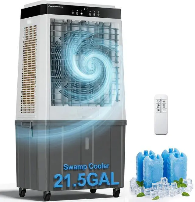 Main image of 48" Large Swamp Cooler,6288 CFM Evaporative Air Cooler,21.5 Gal Water Tank Portable Air Cooler,120°Oscillation with Remote Control,12H Timer,3 Modes & Wind Speeds for Outdoor Indoor Use,Black