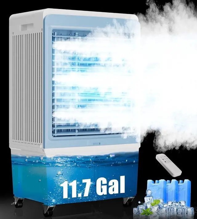 Main image of 4129CFM Large Swamp Cooler with 11.7-Gal Water Tank,3-IN-1 Evaporative Air Cooler with Remote Control,4 Ice Packs,12H Timer, Evaporative Cooler for Indoor,Outdoor,Garage Use(43IN)