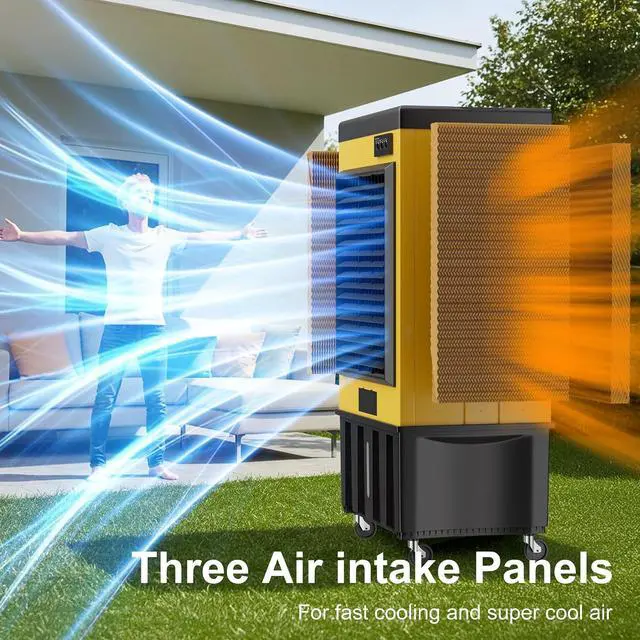 Alt view image 6 of 7 - 14715CFM Swamp Coolers,Portable Evaporative Air Cooler for 2800 Sq.ft of Space,with Continuous Auto Fill,53-Gal Water Tank,120°Oscillation,6 Ice Packs,Cooling Fan for Outdoor,Indoor Use(70IN)