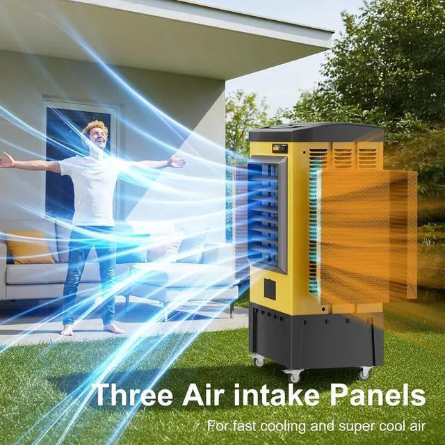 Alt view image 6 of 7 - 6500CFM Swamp Coolers,Portable Evaporative Air Cooler for 1600 Sq.ft of Space,with Continuous Auto Fill,19-Gal Water Tank,120°Oscillation,5 Ice Packs,Cooling Fan for Outdoor,Indoor Use(47IN)