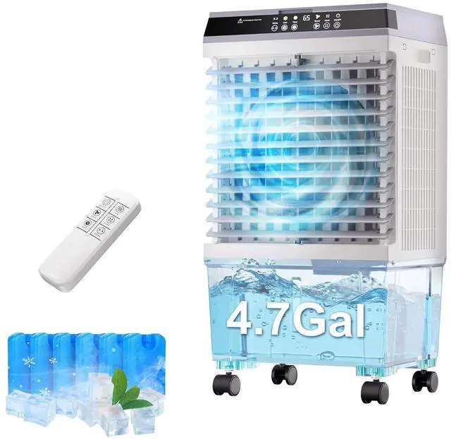 Main image of 1500CFM Swamp Cooler,Evaporative Air Cooler with 4.7 Gal Water Tank,6 Ice Packs,Evaporative Cooler with 12H Timer,120°Oscillation, Windowless Portable Air Conditioners for Indoor,Outdoor