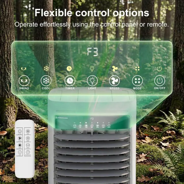 Alt view image 5 of 7 - Swamp Cooler Air Conditioner,3000CFM Portable Evaporative Air Cooler,Cooling Fan for Room Garage Patio,7 Gal Water Tank,3 Speeds,4 Ice Boxes,12H Timer,Remote,White