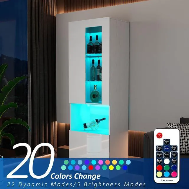 Alt view image 5 of 7 - 3 Piece Modern High Gloss Fireplace TV Stand + Bookcase Set for Living Room Includes 68" TV Stand with 40" Fireplace, 2 X Bookcase with Doors & 20 Colors LED Lights, White