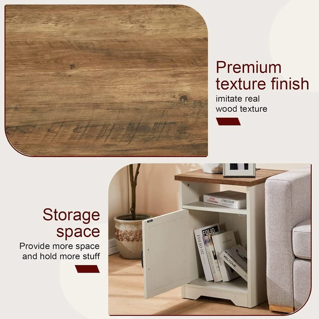 Alt view image 5 of 7 - 4-Piece Farmhouse Table Set Includes Sliding Barn Door TV Stand, Coffee Table& Two End Tables, Side Table with Charging Station and USB Ports for Living Room, Distressed White, 66"
