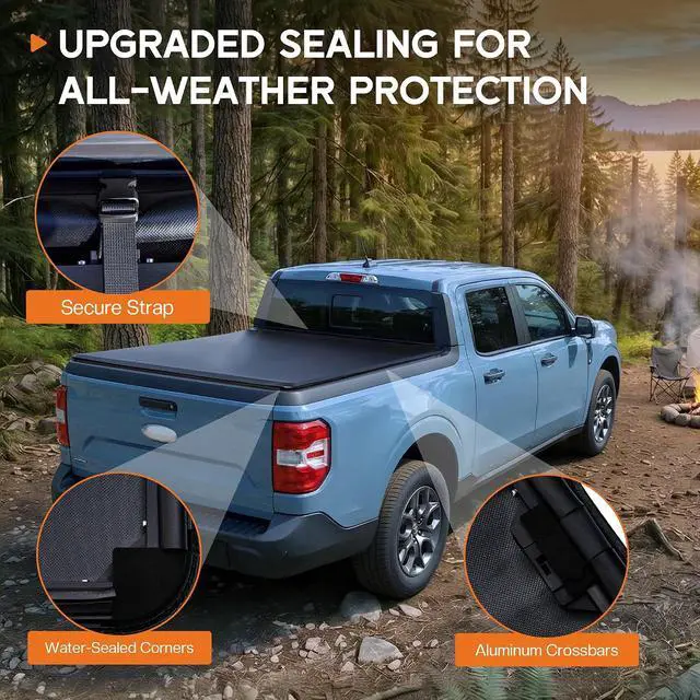 Alt view image 3 of 7 - Albott 4.5 FT Soft Tri-fold Truck Bed Tonneau Cover Compatible with 20222026 Ford Maverick Bed Cover for Trucks