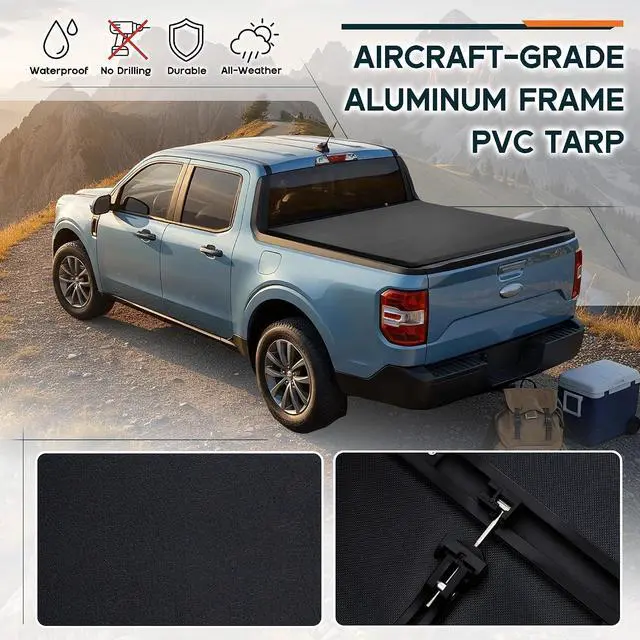Alt view image 4 of 7 - Albott 4.5 FT Soft Tri-fold Truck Bed Tonneau Cover Compatible with 20222026 Ford Maverick Bed Cover for Trucks