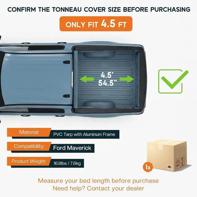 Alt view image 2 of 7 - Albott 4.5 FT Soft Roll Up Truck Bed Tonneau Cover Compatible with 20222026 Ford Maverick Bed Cover for Trucks