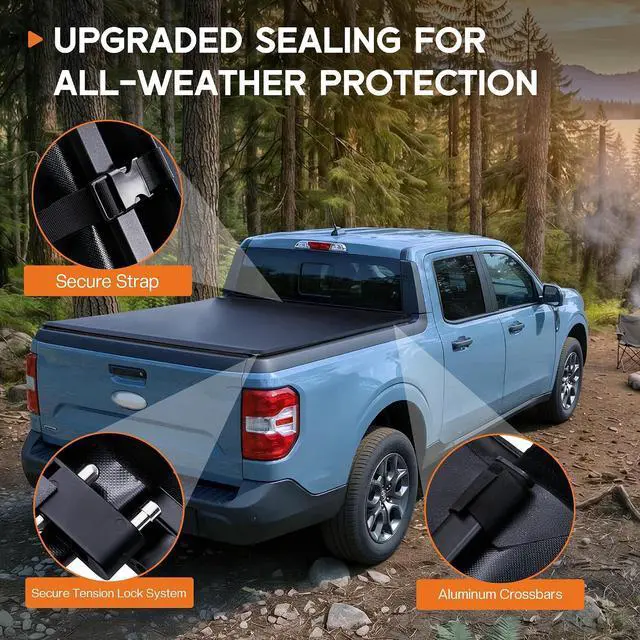 Alt view image 3 of 7 - Albott 4.5 FT Soft Roll Up Truck Bed Tonneau Cover Compatible with 20222026 Ford Maverick Bed Cover for Trucks