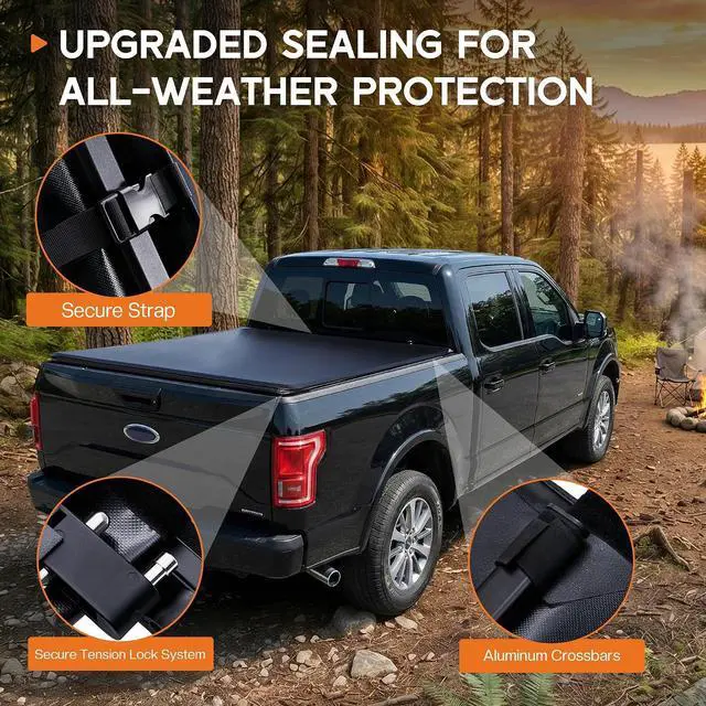 Alt view image 3 of 7 - Albott 6.5 FT Soft Roll-up Truck Bed Tonneau Cover for 20042026 Ford F-150, Tonneau Cover for F150, Fits Styleside/Fleetside Bed, Black