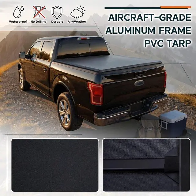 Alt view image 4 of 7 - Albott 6.5 FT Soft Roll-up Truck Bed Tonneau Cover for 20042026 Ford F-150, Tonneau Cover for F150, Fits Styleside/Fleetside Bed, Black
