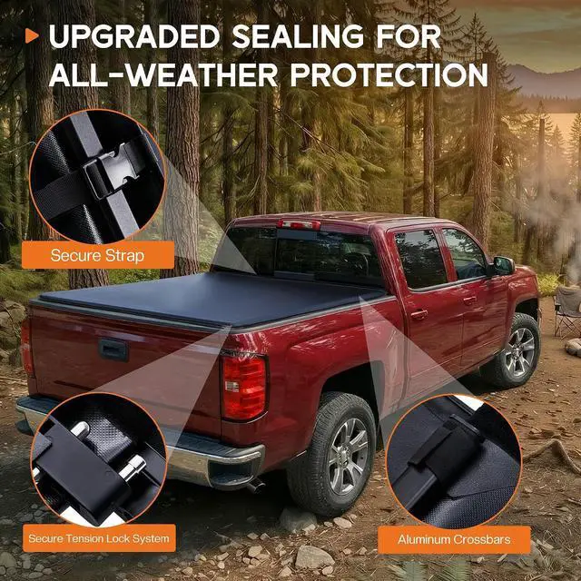 Alt view image 3 of 7 - Albott 5.8 FT Soft Roll Up Truck Bed Tonneau Cover for 20072026 Chevy Silverado/GMC Sierra 1500 Tonneau Cover for Trucks, Fits Fleetside Bed, No UtiliTrack, Not for CarbonPro