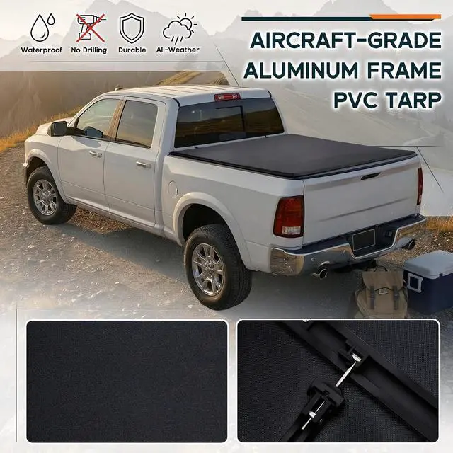 Alt view image 4 of 7 - Albott 8 FT Soft Tri-fold Truck Bed Tonneau Cover for 20022018 Dodge Ram 1500, 20032026 Ram 2500/3500, 20192026 Ram 1500 Classic, Fits Fleetside Bed, No RamBox
