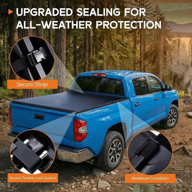 Alt view image 3 of 7 - Albott 6.5 FT Soft Roll-up Truck Bed Tonneau Cover for 20222026 Toyota Tundra, Fits Fleetside Bed with or Without Deck Rail System