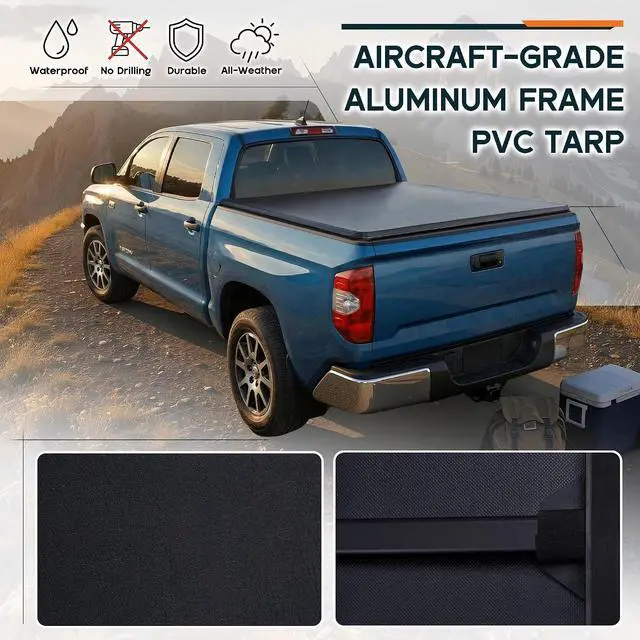 Alt view image 4 of 7 - Albott 6.5 FT Soft Roll-up Truck Bed Tonneau Cover for 20222026 Toyota Tundra, Fits Fleetside Bed with or Without Deck Rail System