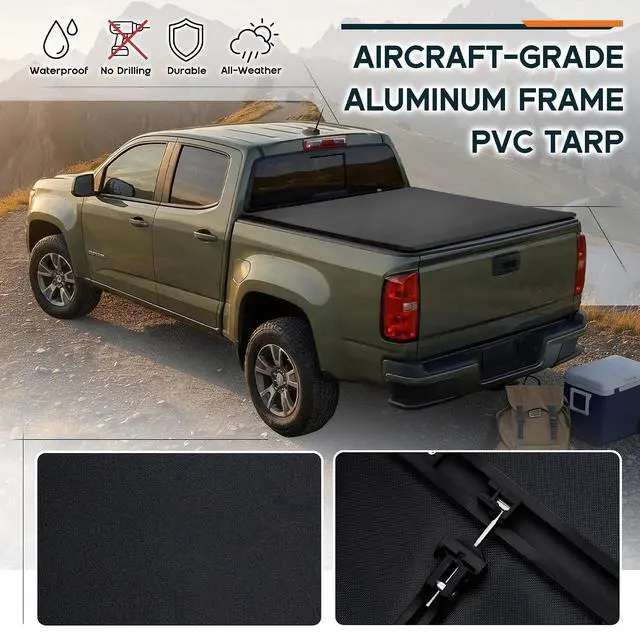 Alt view image 4 of 7 - Albott 5.2 FT Soft Tri-Fold Truck Bed Tonneau Cover for 20152026 Chevy Colorado/GMC Canyon, PVC Top with Alloy Steel Frame, Folding Bed Cover, Not for CarbonPro Bed