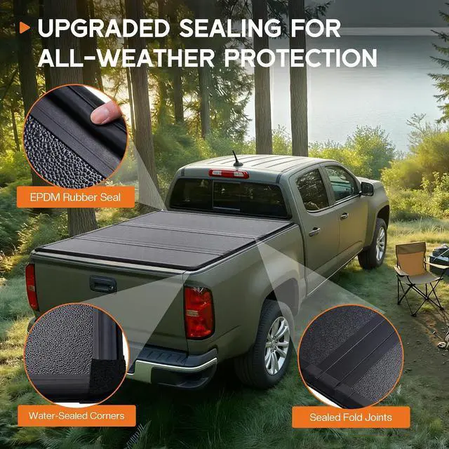 Alt view image 3 of 7 - Albott 5.2 FT FRP Hard Tri-fold Truck Bed Tonneau Cover for 20152026 Chevy Colorado/GMC Canyon, Hard Folding Tonneau Cover for Trucks (No CarbonPro Bed)
