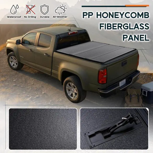 Alt view image 4 of 7 - Albott 5.2 FT FRP Hard Tri-fold Truck Bed Tonneau Cover for 20152026 Chevy Colorado/GMC Canyon, Hard Folding Tonneau Cover for Trucks (No CarbonPro Bed)