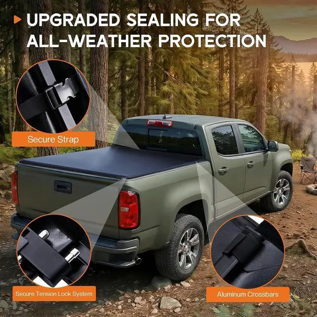 Alt view image 3 of 7 - Albott 5.2 FT Soft Roll-up Truck Bed Tonneau Cover for 20152026 Chevy Colorado/GMC Canyon, PVC Tonneau Cover for Trucks (NO CarbonPro Bed), Black