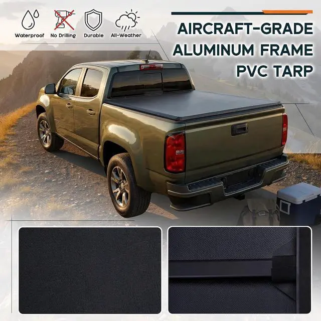 Alt view image 4 of 7 - Albott 5.2 FT Soft Roll-up Truck Bed Tonneau Cover for 20152026 Chevy Colorado/GMC Canyon, PVC Tonneau Cover for Trucks (NO CarbonPro Bed), Black