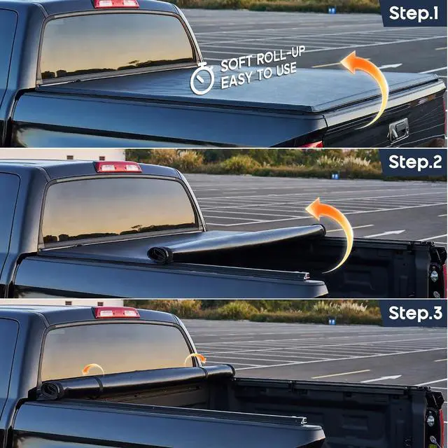 Alt view image 5 of 7 - Albott 5 FT Soft Roll Up Truck Bed Tonneau Cover for 2024-2026 Toyota Tacoma Bed Cover for Trucks (Only Fits Models with Factory Deck Rail System)