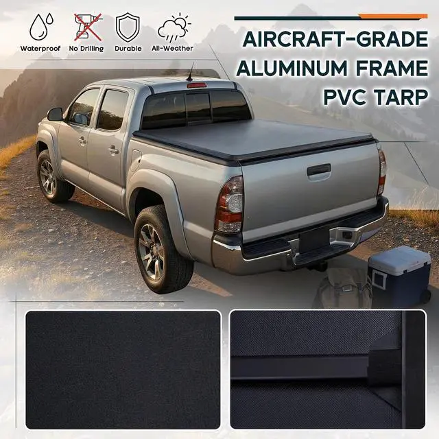 Alt view image 4 of 7 - Albott 5 FT Soft Roll Up Truck Bed Tonneau Cover for 2024-2026 Toyota Tacoma Bed Cover for Trucks (Only Fits Models with Factory Deck Rail System)