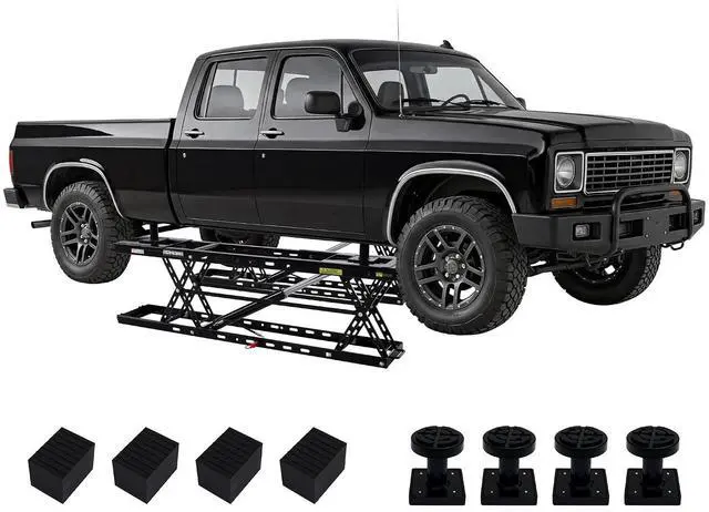 Main image of Albott 8000 LBS Portable Car Lift for Home Garage, Heavy-Duty Q355B Steel Vehicle Lift, Adjustable Height up to 27.4", 2530s Fast Cycle, Locking Levers, Extension Plate, Foldable with Wheels