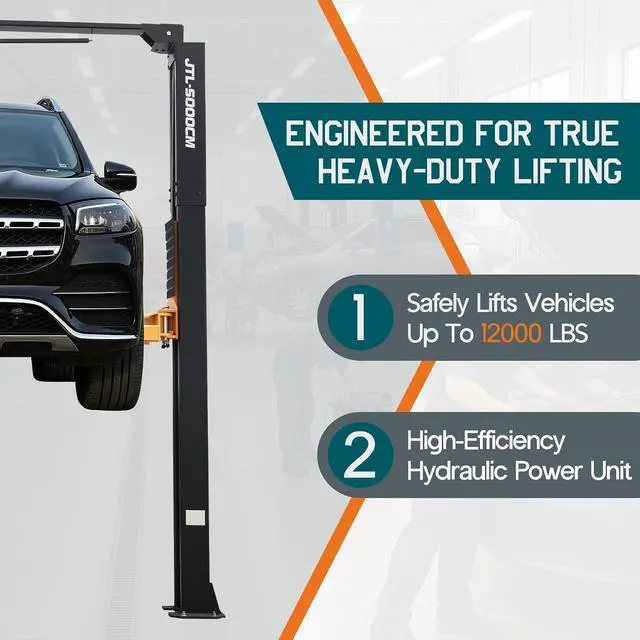 Alt view image 3 of 7 - Albott 12000 lb Overhead 2 Post Car Lift, Hydraulic Auto Lift | 3+2 Adjustable Arms Dual-Point Safety Release Rubber Door Protectors 220 V 60 Hz Motor Commercial Garage Use