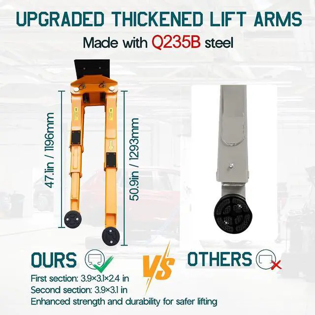 Alt view image 5 of 7 - Albott 12000 lb Overhead 2 Post Car Lift, Hydraulic Auto Lift | 3+2 Adjustable Arms Dual-Point Safety Release Rubber Door Protectors 220 V 60 Hz Motor Commercial Garage Use