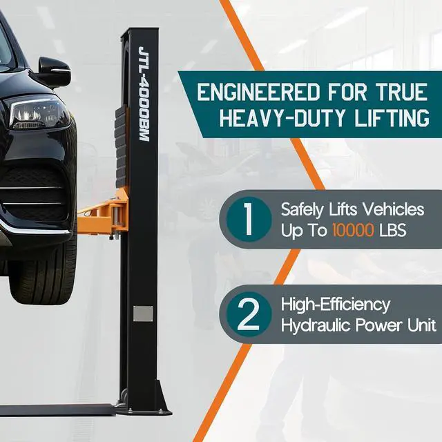 Alt view image 3 of 7 - Albott 10000 lb 2 Post Car Lift, Hydraulic Vehicle Lift for Home Garage | 3+2 Adjustable Arms Dual-Point Safety Release Rubber Door Protectors 220 V 60 Hz Motor Sedan and Light Truck Support