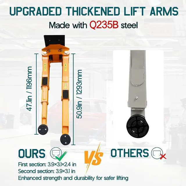 Alt view image 5 of 7 - Albott 10000 lb 2 Post Car Lift, Hydraulic Vehicle Lift for Home Garage | 3+2 Adjustable Arms Dual-Point Safety Release Rubber Door Protectors 220 V 60 Hz Motor Sedan and Light Truck Support