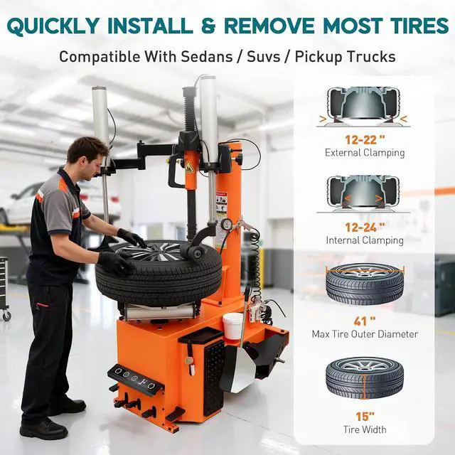 Alt view image 3 of 7 - Albott 2HP Tire Changer and Wheel Balancer Combo for 12"24" Rims, Outside Clamp 12"22" Inside Clamp 12"24", Tire Repair and Wheel Balancing for Home Garage & Auto Shop