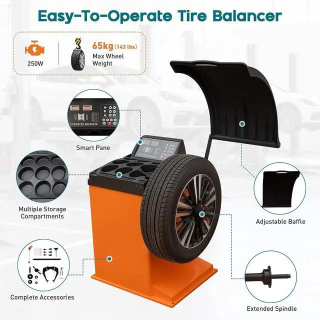 Alt view image 5 of 7 - Albott 2HP Tire Changer and Wheel Balancer Combo for 12"24" Rims, Outside Clamp 12"22" Inside Clamp 12"24", Tire Repair and Wheel Balancing for Home Garage & Auto Shop