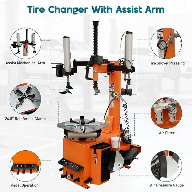 Alt view image 4 of 7 - Albott 2HP Tire Changer and Wheel Balancer Combo for 12"24" Rims, Outside Clamp 12"22" Inside Clamp 12"24", Tire Repair and Wheel Balancing for Home Garage & Auto Shop