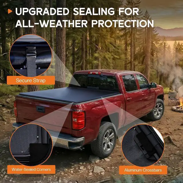 Alt view image 3 of 7 - Albott 5.8 FT Soft Tri-fold Truck Bed Tonneau Cover for 20072026 Chevy Silverado/GMC Sierra 1500 Folding Tonneau Cover for Trucks, Fits Fleetside Bed, No UtiliTrack, Not for CarbonPro