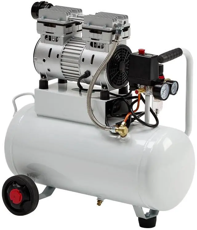 Main image of 8 Gallon Oil-Free Air Compressor with Automatic Drain Valve | 1 HP Wheeled Tank Portable Garage Air Supply 70 dB Noise Level Pneumatic Tool Tire Inflation Use