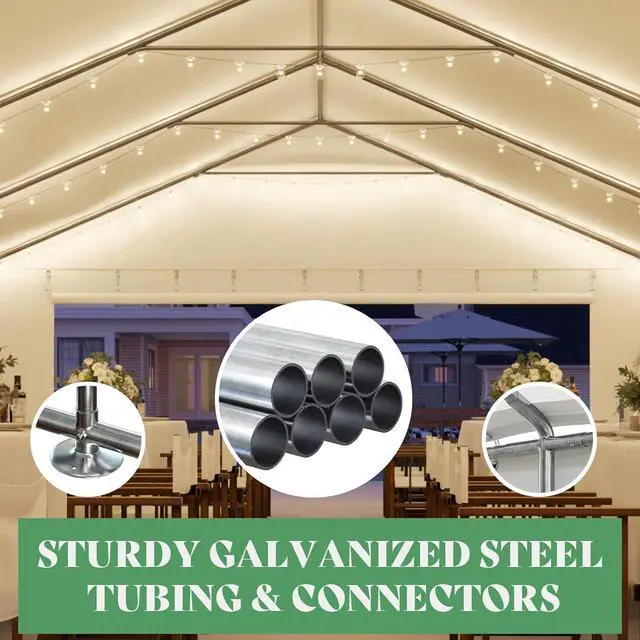Alt view image 5 of 7 - 13x26 FT Party Tent with Sidewalls, Large Heavy-Duty Tent for Parties/Carport, Carpas para Fiestas Easy Set Up, Waterproof Outdoor Event Canopy, Weddings, Patio Camping Gazebo, Blue & White