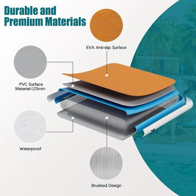 Alt view image 5 of 7 - Inflatable Floating Dock with Portable Carry Bag and Ladder, Heavy-Duty Non-Slip Surface Water Platform
