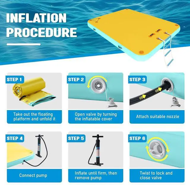 Alt view image 4 of 7 - Inflatable Floating Dock with Portable Carry Bag and Ladder, Heavy-Duty Non-Slip Surface Water Platform