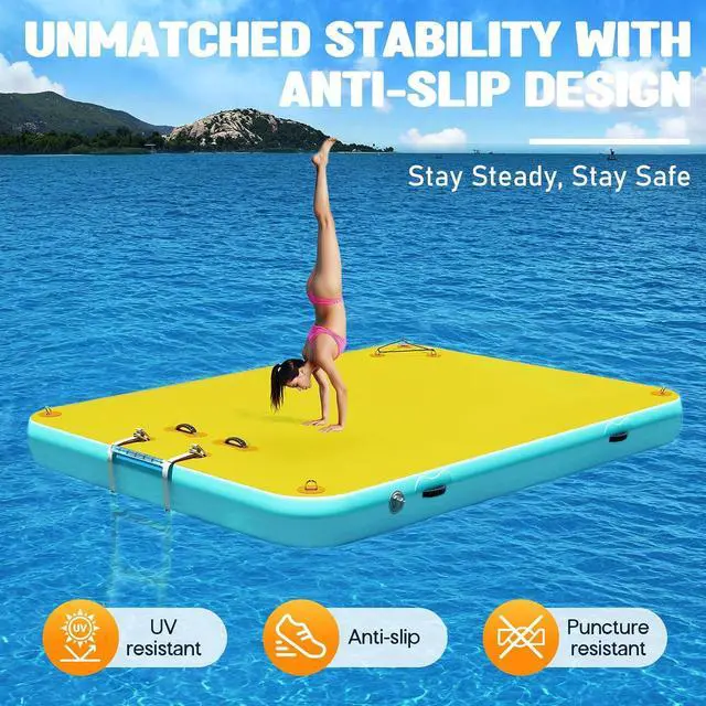 Alt view image 5 of 7 - Inflatable Floating Dock with Portable Carry Bag and Ladder, Heavy-Duty Non-Slip Surface Water Platform