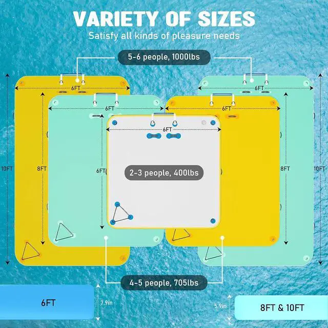 Alt view image 2 of 7 - Inflatable Floating Dock with Portable Carry Bag and Ladder, Heavy-Duty Non-Slip Surface Water Platform