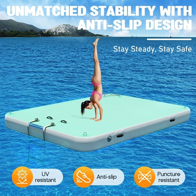 Alt view image 5 of 7 - Inflatable Floating Dock with Portable Carry Bag and Ladder, Heavy-Duty Non-Slip Surface Water Platform