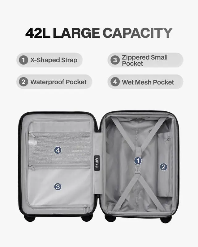 Alt view image 6 of 7 - Luggage Sets Checked Suitcases - 2 Piece, Travel Carry on with Spinner Wheels, Expandable Hardside Large Suitcase with TSA Lock,20+29 Inch Grey
