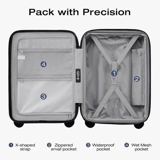 Alt view image 6 of 7 - Luggage Sets Checked Suitcases - 2 Piece, Travel Carry on with Spinner Wheels, Expandable Hardside Large Suitcase with TSA Lock,20+29 Inch Black