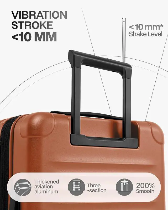 Alt view image 4 of 7 - Luggage Sets Checked Suitcases - 2 Piece, Travel Carry on with Spinner Wheels, Expandable Hardside Large Suitcase with TSA Lock,20+29 Inch Orange